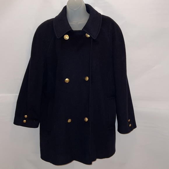 Talbots Vintage Womens Wool Blend NavyBlue Lined Pea Coat Size 8 - Picture 2 of 11